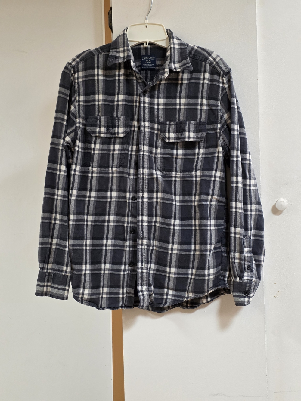 Faded Glory Men's Black and White Plaid Button-Down Shirt